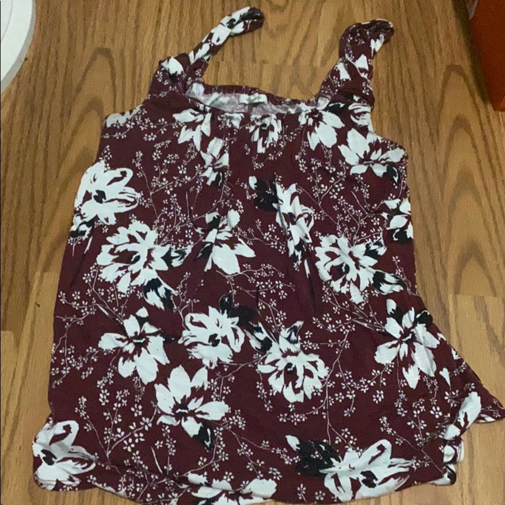 Maroon floral tank top